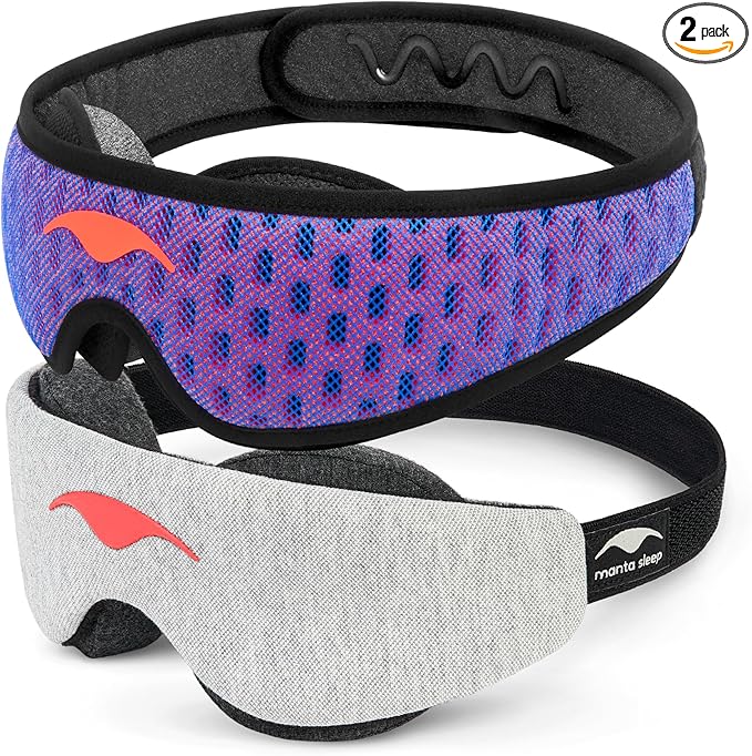 Manta Sleep Pro & Slim Duo - Manta Slim Sleep Mask + Manta Pro Sleep Mask - 100% Total Blackout, Fully Adjustable, Zero Eye Pressure Eye Mask for Sleeping, Travels and Nap