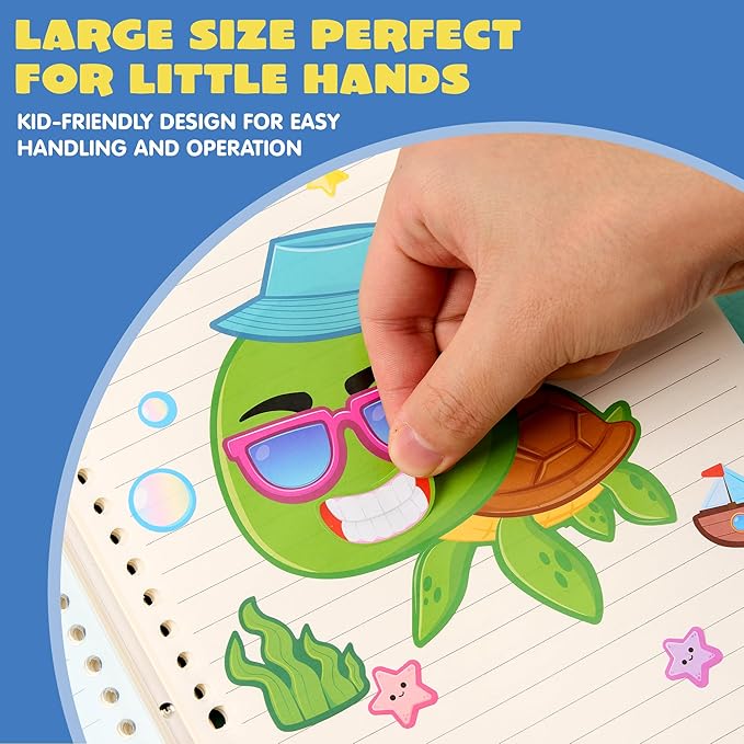 JOYIN 24PCS 9"x6" Make a face Stickers for Kids, Make Your Own Ocean Animal Stickers, Sea Party Favors Kids Crafts, Goodie Bags Stuffers, Classroom Rewards