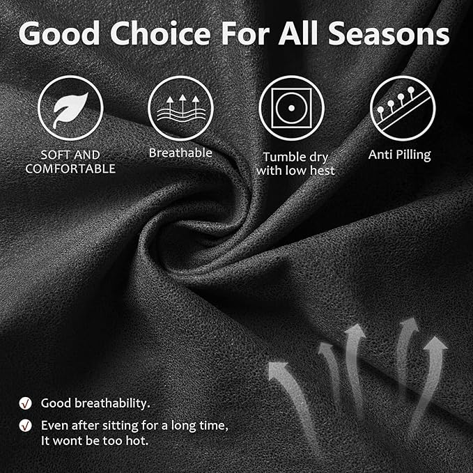 Loveseat Recliner Cover Leather Look Recliner Loveseat Covers Recliner Sofa Cover for 2 Seater Reclining Couch Spandex Fabric Washable 6 Pieces (2 Seater, 01 Dark Gray)