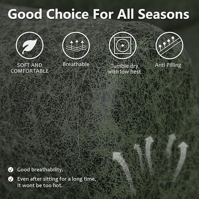 Leather Look Loveseat Recliner Covers Stay in Place 6-Piece Recliner Sofa Slipcover 2 Seater Reclining Couch Cover Spandex Fabric Washable (Recliner Loveseat, Green)