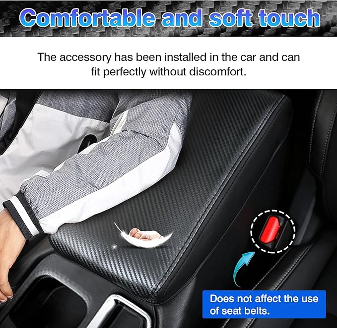 Autorder Center Console Cover for Nissan Sentra 2020 2021 2022 2023 2024 2025 Accessories Carbon Fiber Armrest Cover Anti-Scratch Middle Console Pad Leather Armrest Protector