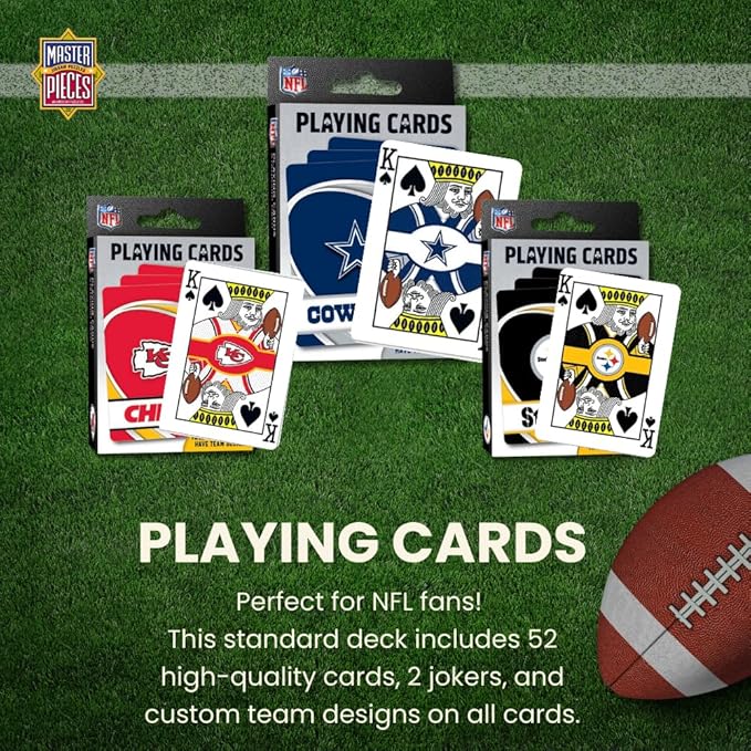 MasterPieces - NFL Playing Cards, Officially Licensed Kansas City Chiefs Football Deck, Family Games for Adults and Kids, Standard Index