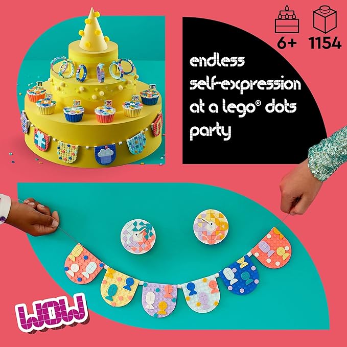 LEGO DOTS Ultimate Party Kit 41806 Arts & Crafts Kit Perfect for Kids Birthday Party Age 6-10, Party Bag Fillers, Birthday Party Games and Crafts with Toy Cupcakes, Friendship Bracelets, Bunting