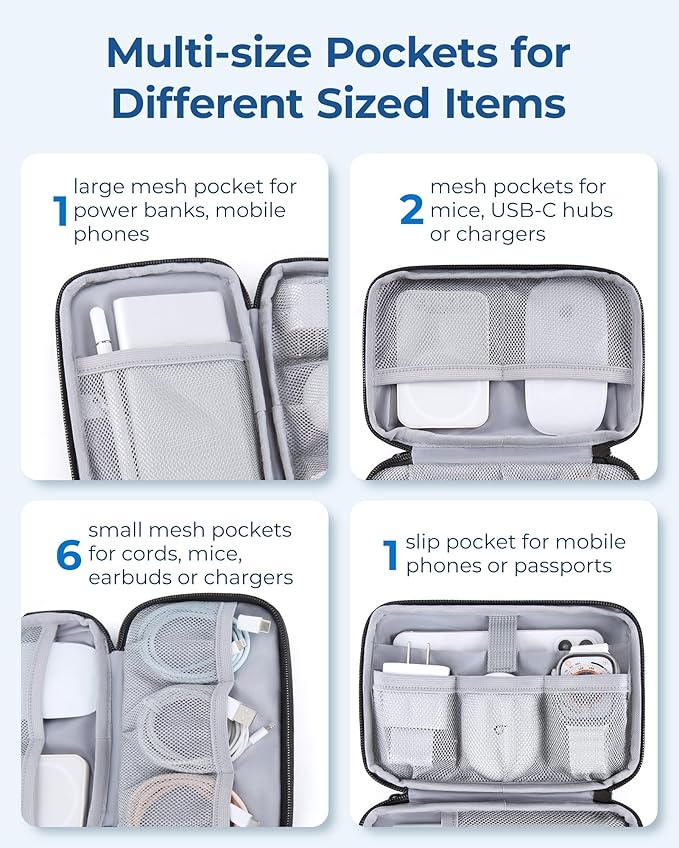 BAGSMART Electronics Organizer Travel Case, Cable Charger Cord Tech Organizer Pouch for Phone Charger Accessories, Dark Green