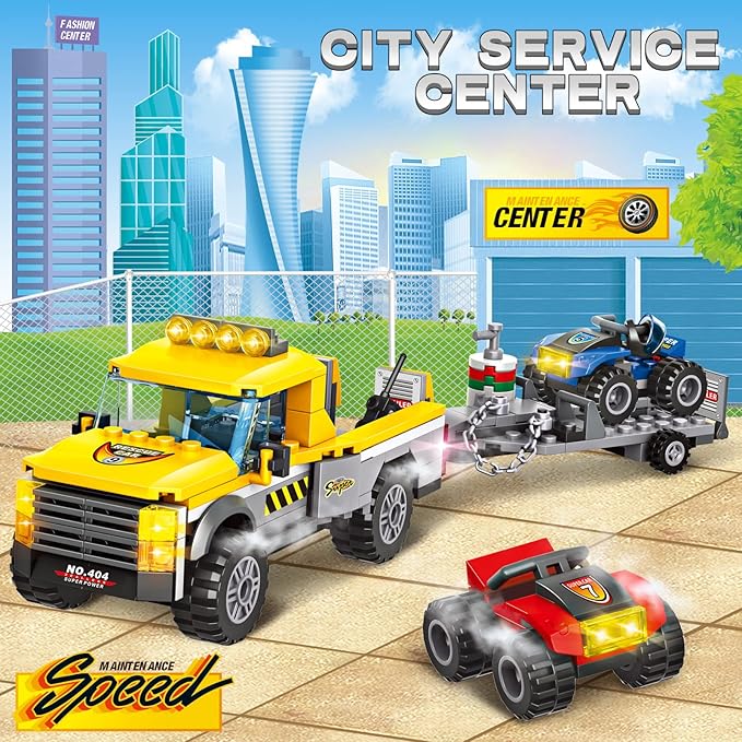City Race Buggy Transporter Building Set,324 PCS 3 in 1 City Service Truck Cars Building Blocks Kit,STEM Vehicles Toys,Construction Playset Birthday Xmas Gifts for Kids Boys 6 7 8 9 10-Year-Old