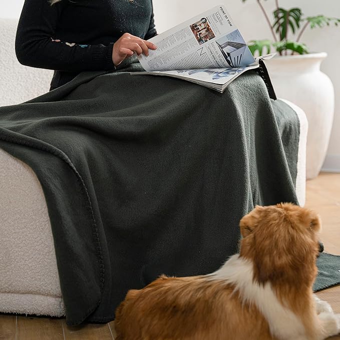 Special SG Glory Fleece Throw Blanket Set Bulk for Travel Kids Outdoor Wedding Pet (Black Grey, Pack of 6 50x60 Inches)