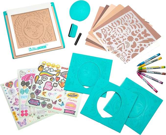 Fashion Faces Mix & Match Fashion Designer Kit for Girls, Kids Arts & Crafts Ages 6+, Girls’ Fashion Hair & Makeup Looks, Gifts for 6 Year Old Girl, Toys for Girls, Little Girl Gifts, Fashion Plates