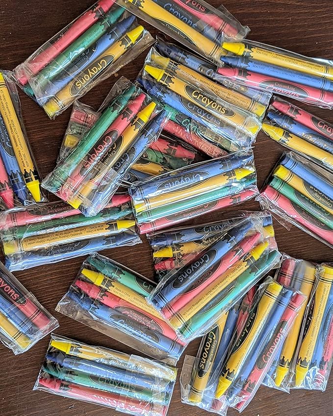 CrayonKing 25 Sets of 4-Packs in Cello (100 total bulk Crayons) Restaurants, Party Favors, Birthdays, School Teachers & Kids Coloring Non-Toxic Crayons