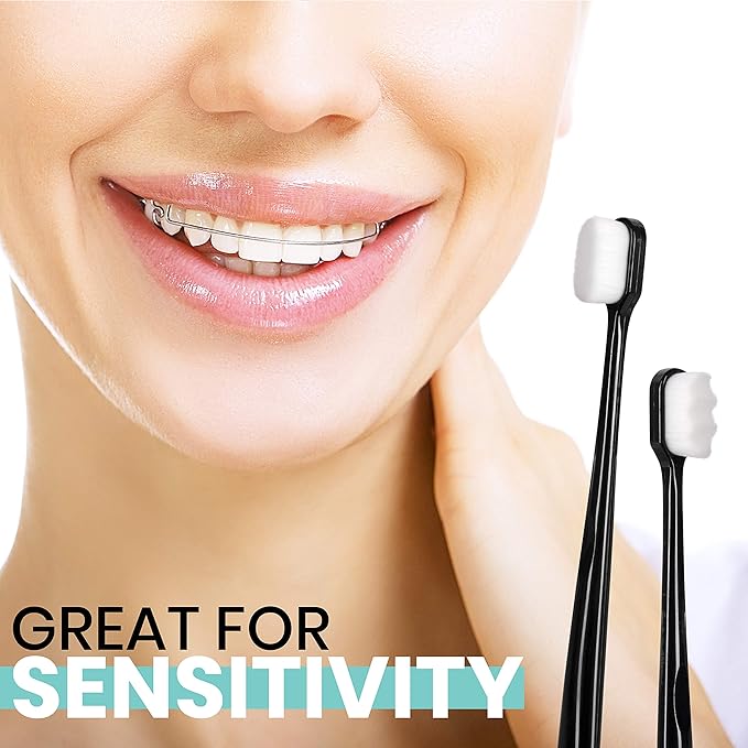 Extra Ultra Soft Nano Toothbrush, For Sensitive Gums, Adult Teeth Manual, Toothbrush for Protection Gum Care, Perfect for Kids & Adults (4 Pack)