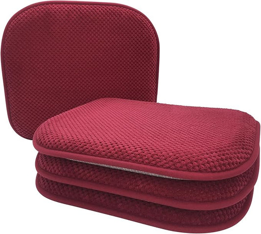 Wine Red Foam Seat Cushions Kitchen Chairs Pads for Dining Chairs Non Slip Patio Seat Cushions Set of 4 Washable U Shaped Soft Thick Large Metal Wooden Chair Cushions,17" x 15"