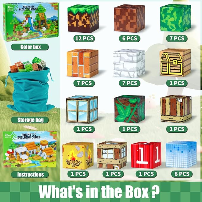 Magnetic Blocks for Kids,Building Toys for Boys & Girls Ages 3-5 6-8 8-12. STEM Learning, Montessori, Fidget, Sensory Cubes. Magnet Tiles Block Gifts for Toddler 3+ Year Old