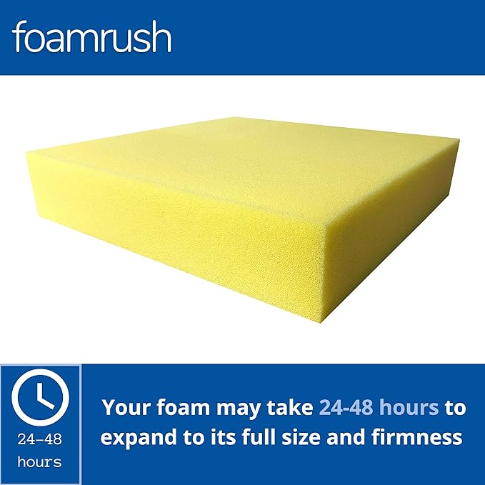 FoamRush 10" x 24" x 24" Water-Resistant Dry Fast Outdoor Upholstery Foam Sheet for Outdoor & Marine Furniture (Chair Cushion Foam for Patio Furniture, Boat Seat Cushion Replacement)