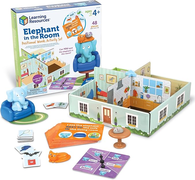 Learning Resources Elephant in The Room Positional Word Activity Set, Educational Games, Sight Word Games, Board Games for Kids, Ages 4+, Birthday Gifts for Boys and Girls