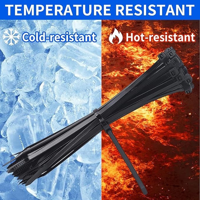 Zip Ties, Heavy Duty Cable and Wire Ties with 50 Ibs Tensile Strength and UV Resistance, for Home, Office, Garden, Workshop, Black (8 Inch, 1000 Pack)