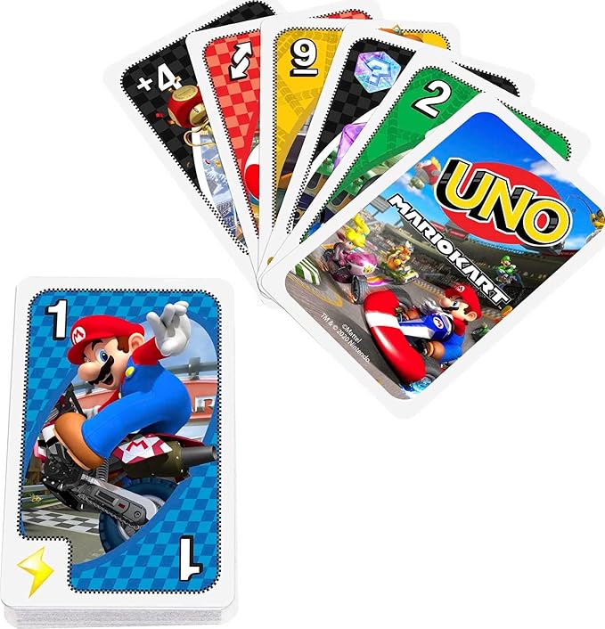 Mattel Games UNO Mario Kart Card Game for Kids, Adults, Families & Parties with Special Rule for 2 to 10 Players