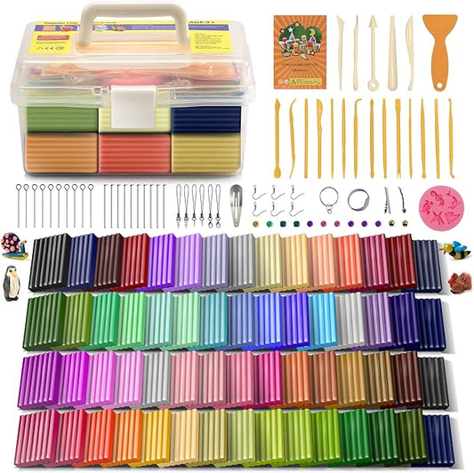 Aestd-ST Polymer Clay 60 Colors, Modeling Clay for Kids DIY Starter Kits, Oven Baked Model Clay, Non-Sticky,with Sculpting Tools, Holiday Gift for Children and Artists.