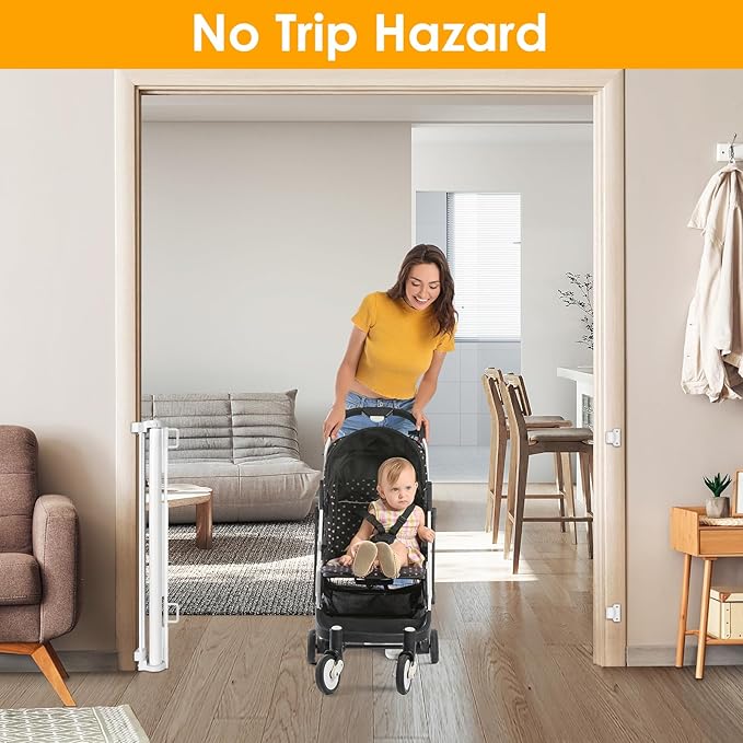 140 Inch Extra Long Baby Gates for Large Openings Outdoor Retractable Baby Gate Long Baby Gates Indoor Extra Long Dog Gates for Doorway Extra Wide Baby Gates Extra Large Baby Gates Extra-long Pet Gate