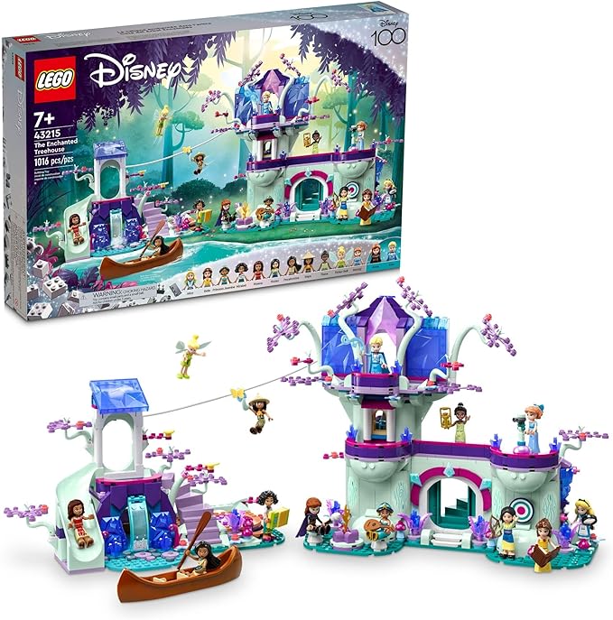 LEGO Disney The Enchanted Treehouse Buildable 2-Level Tree House with 13 Princess Mini-Dolls Including Jasmine, Elsa and Moana, Disney Classic Celebration Gift for Disney Princess Fans Ages 7+, 43215