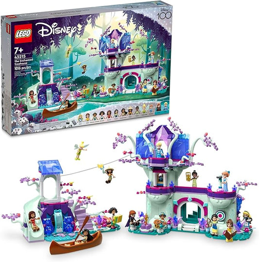 LEGO Disney The Enchanted Treehouse Buildable 2-Level Tree House with 13 Princess Mini-Dolls Including Jasmine, Elsa and Moana, Disney Classic Celebration Gift for Disney Princess Fans Ages 7+, 43215