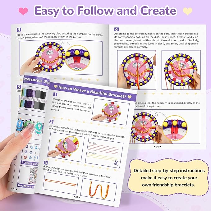 Bracelet Making Kit for Girls, Friendship Bracelet Kit Birthday Gifts for Girls Ages 6 7 8 9 10 11 12 Year Old, Arts and Crafts for Teen Kids 8-12, DIY Jewelry Bracelets Tool String Maker Toys Set