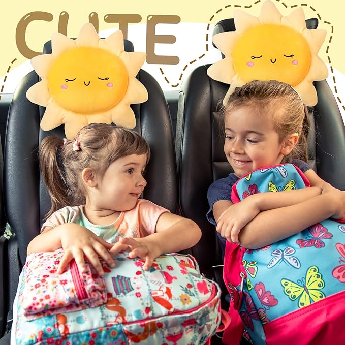 2 Pcs Plush Sofa Cushion Cute Stuffed Sun Shaped Floor Pillow Car Throw Pillow Soft Toy for Kids Women Girls Bedside Home Decoration 13.7 Inch, 23.6 Inch