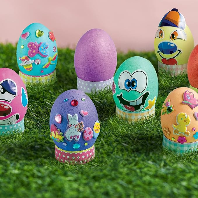 Klever 41 Pcs Easter Egg Decorating DIY Kit with Dye Tablets and Easter Stickers, Coloring Dyeing Set for Kids Theme Party, Egg Hunt Creativity Activity