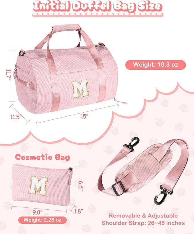 Gift for 3 4 5 6 7 8 Year Old Girl, Girls Gym Bag, Kids Personalized Dance Bags with Shoe Compartment, Customized Travel Duffle with Toiletry Bag, Birthday Gift for Sister (Letter Y)