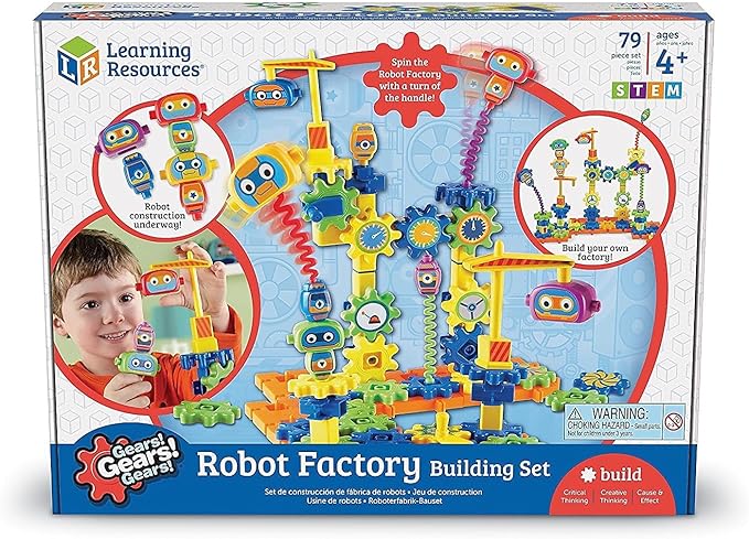 Learning Resources Gears! Gears! Gears! Robot Factory Building Set, 80 Pieces