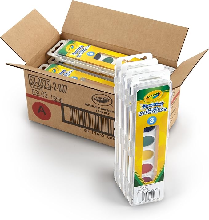Crayola 8 Pan Set Washable Watercolors,12 Pack, Kids Indoor Activities At Home