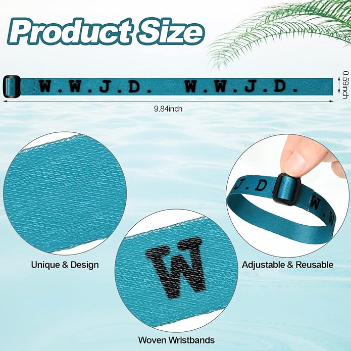 HyDren 100 Pieces Webbing Bracelets What Would Jesus Do Bracelets Christian Jesus Bracelets Religious Charm for Men Women Boys and Girls