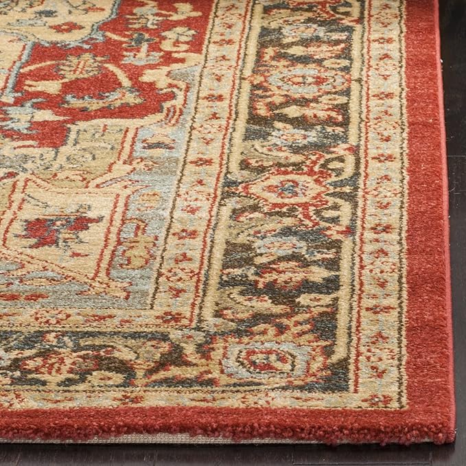 SAFAVIEH Mahal Collection Area Rug - 5'1" x 7'7", Natural & Navy, Traditional Oriental Design, Non-Shedding & Easy Care, Ideal for High Traffic Areas in Living Room, Bedroom (MAH625B)