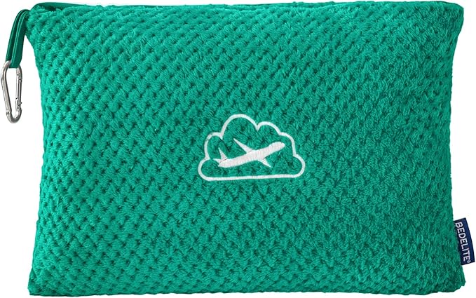 BEDELITE Travel Blanket with Bag, Ultra-Soft Jacquard Fleece Blanket with Luggage Sleeve & Backpack Clip, Airplane Blanket Travel Essentials, Teal
