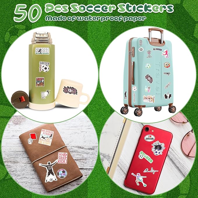 86 Pcs Soccer Party Favors, 50 Sheets Soccer Stickers, 12 Sports Stress Ball, Mini Foam Soccer Ball, 12 Soccer Charm Bracelets, 12 Soccer Scrunchie Soccer Gifts for Soccer Birthday Party Supplies