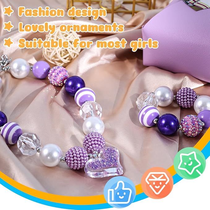 3 otters Girls Necklace Bracelet, Jewelry for Girls Princess Necklaces for Birthday Gift Party Favor Classroom Prize Supplies