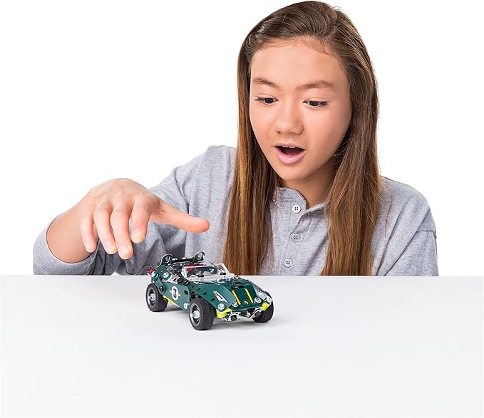 Meccano by Erector 5 in 1 Roadster Pull Back Car Building Kit, STEM Engineering Education Toy for Ages 8 and up