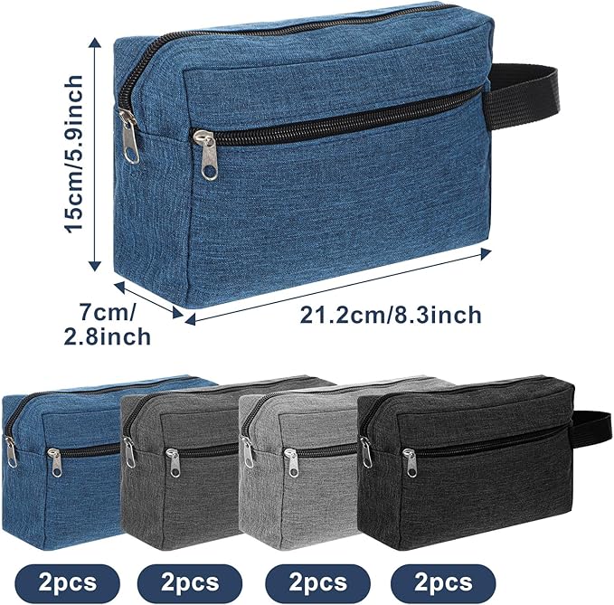 HaiFafafaing 8 Pcs Travel Toiletry Bag for Men, Waterproof Portable Cosmetic Grooming Storage Shaving Bag Pouch, Mens Hanging Toiletry Travel Bags Bulk Groomsmen Gifts for Wedding Day