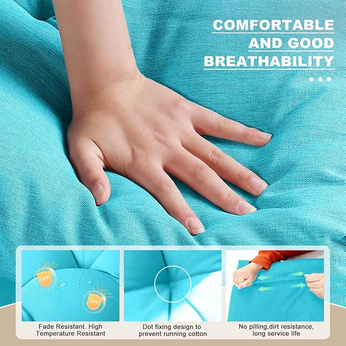 Bench Cushion 30 inches,Indoor/Outdoor Non-Slip Tufted Cushions, Premium Waterproof Linen, Soft Piano Sofa Cushions, Entryway Storage, Bay Window, High-Density Memory Foam(Light Blue-30x14x4in)