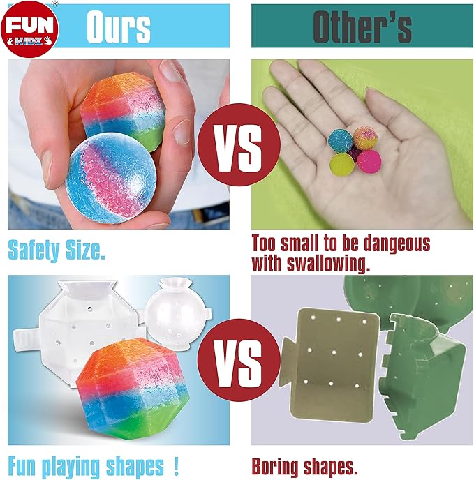 Big Bouncy Ball Kit for Kids, FunKidz DIY Ultimate Magic Bouncy Ball Making Kit Science Craft Projects Birthday Party Activities for Boys Girls Ages 6-12 Includes Tennis Size Ball Model and Powder