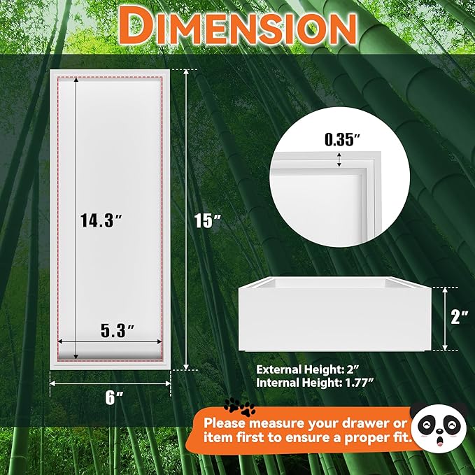 Lixple Kitchen Drawer Organizer - 2 Pack, Stackable Bamboo Drawer Organizers, Wooden Storage Box Tray for Cabinet, Pantry, Bathroom Countertop, Multi-use Organization and Storage (White)