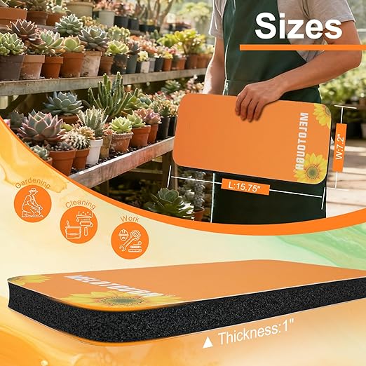 MELOTOUGH Garden Kneeling Pad, 1" Thick Soft NBR Foam Kneeling Pads for Gardening, Cleaning, Work - Lightweight & Comfortable, 15.75"x7.2" (Sunflower)