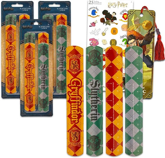 Harry Potter Slap Bracelet Party Favors Set - Bundle with 12 Harry Potter Slap Bracelets for Kids Plus Stickers, More | Harry Potter Birthday Party Supplies