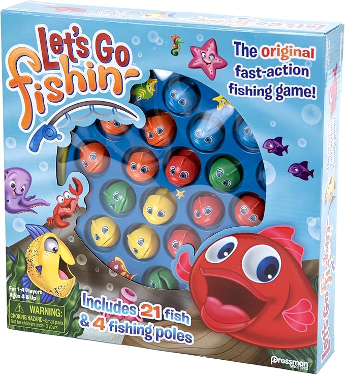 Let's Go Fishin' Game by Pressman - The Original Fast-Action Fishing Game!, 1-4 players