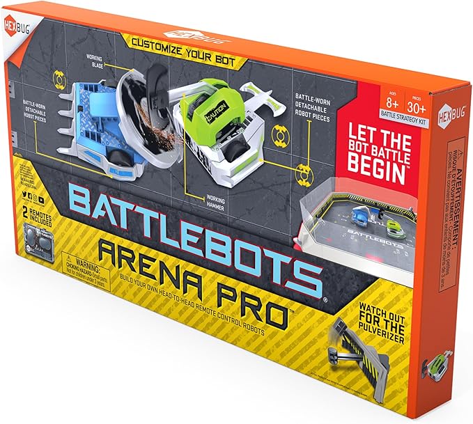 HEXBUG BattleBots Arena Pro, Remote Control Robot Toys for Kids with Over 100 Configurations, STEM Toys for Boys & Girls Ages 8 & Up, Batteries Included