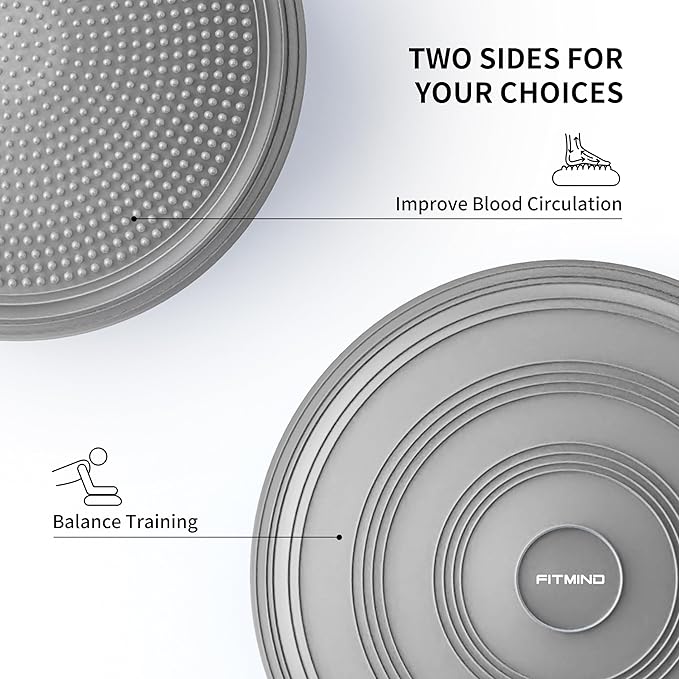 Inflated Wobble Cushion,Circular Non-slip Texture for Comfortable Sitting,Extra Thick Dyna Disc with Pump for Core Strength,Wiggle Seat to Improve Posture,Fitness,660lb Load Capacity