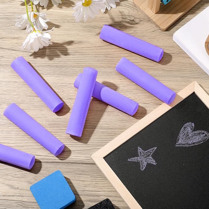 Fulmoon 40 Pcs Jumbo Sidewalk Chalk for Kids Outdoor Art Non Toxic Large Washable Street Chalk for Adults Drawing Painting Graffiti Classroom(Purple,Round Style)