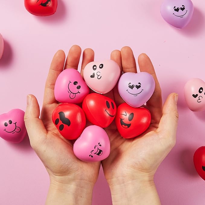 JOYIN 30 PCS Valentine's Day Heart Stress Balls 1.5"x1.5" for Kids, Squishy Toys Slow Rising for School Carnival Reward, Valentine Party Present Fillers, Valentines Day Gifts, Relieve Stress Toys