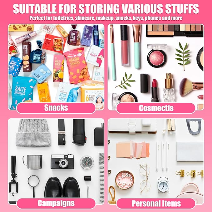 BuyCard 2 Pcs Stuff Bag Cosmetic Makeup Bag with Chenille Letter Patch, Clear Pouch PVC Organizer Purse, Waterproof Travel Bag, Portable Toiletry Storage Bag for Her Girls Friends Women