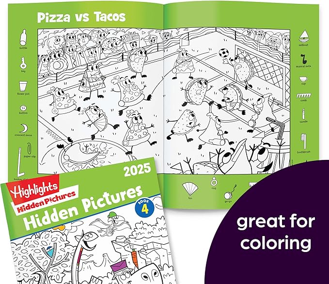 Highlights Hidden Pictures 2025 Activity Books for Kids Ages 6 and Up, 4-Book Set of Travel-Friendly Screen Free Seek and Find Fun, Books Double as Coloring Books