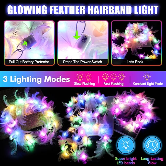196PCS Glow in the Dark Party Supplies, Light Up Party Favors with 24 LED Glasses, 24 Fiber Optic Wands, 8 Hairbands, 40 Finger Lights,100 Glow Sticks for Kids Adults Neon Party Decorations