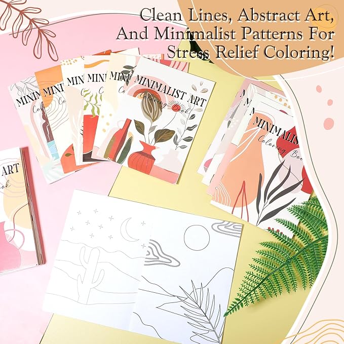 Coloring Book for Adult Coloring Book Bulk, DIY Art Coloring Book for Adult Drawing Book with Flower Words for Party Favors Goodie Bag Filler(24 Pcs,Minimalist)